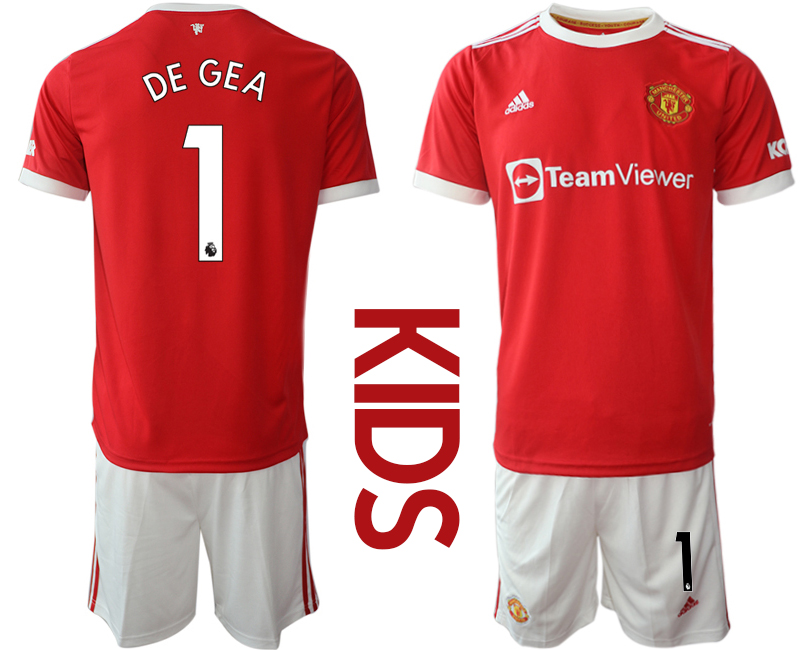 Youth 2021-2022 Club Manchester United home red #1 Soccer Jersey